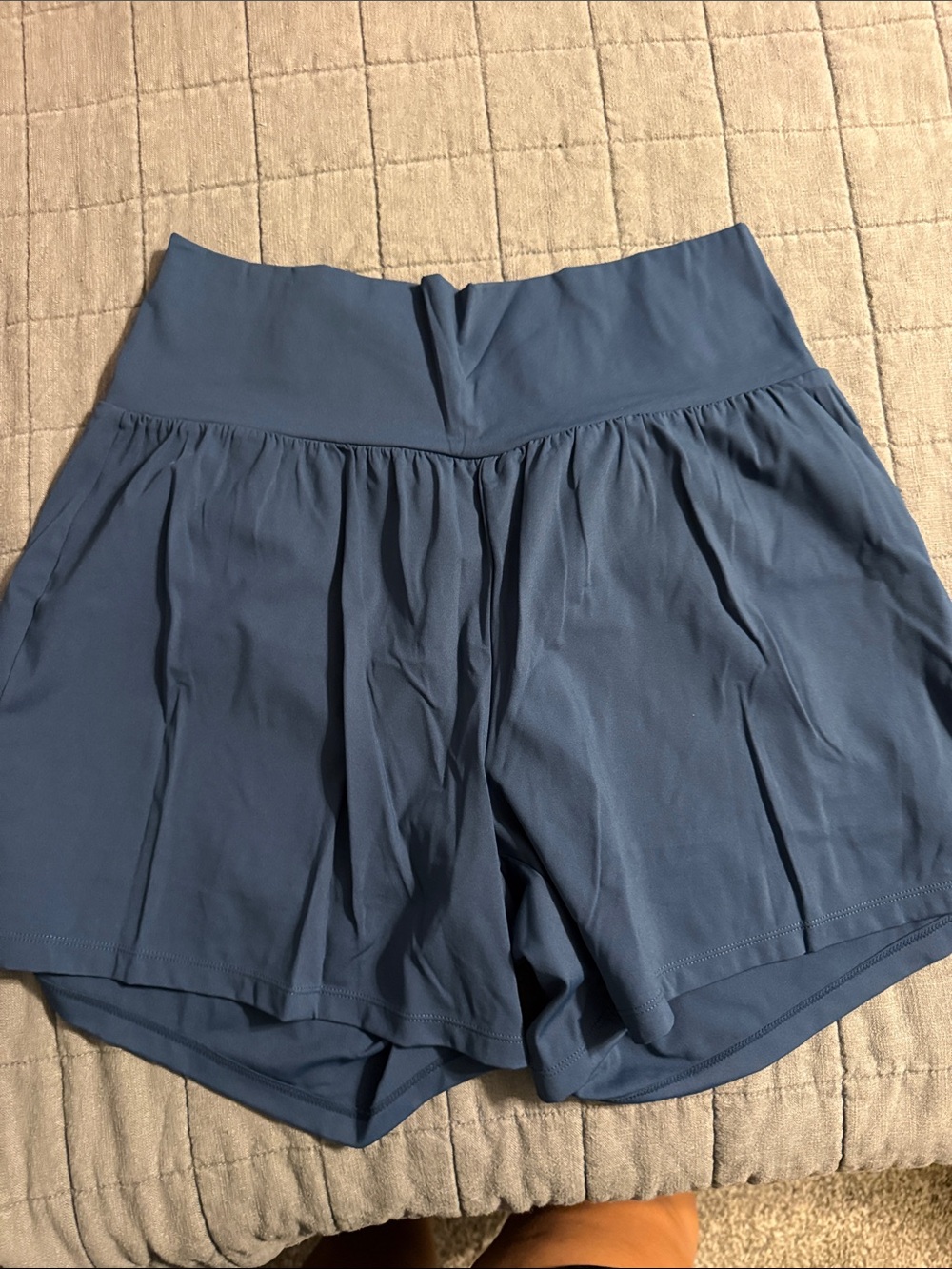 Women’s High-Waist Blue Athletic Shorts 5inch seam